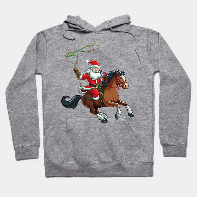 Cowboy Santa Riding A Horse Christmas Funny Hoodie by rivkazachariah